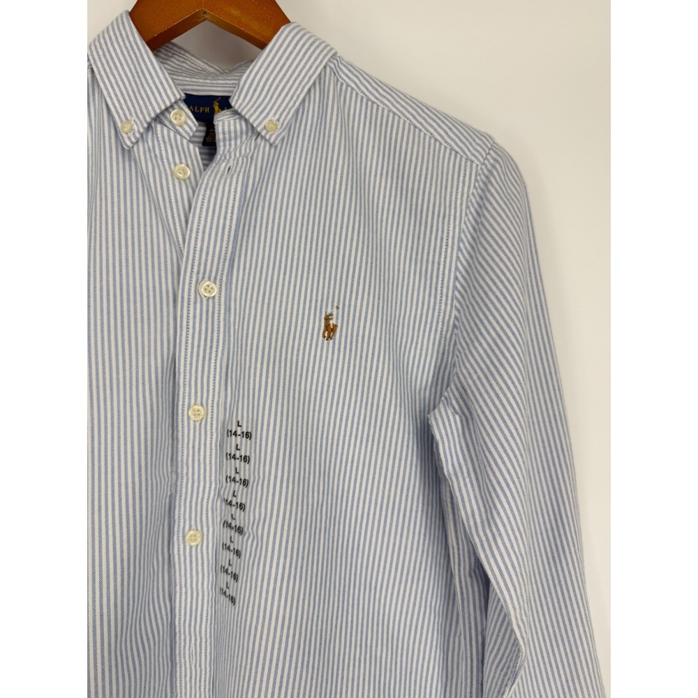 Ralph Lauren Boys Button Down Shirt Large Striped Oxford Preppy Classic - Picture 3 of 13